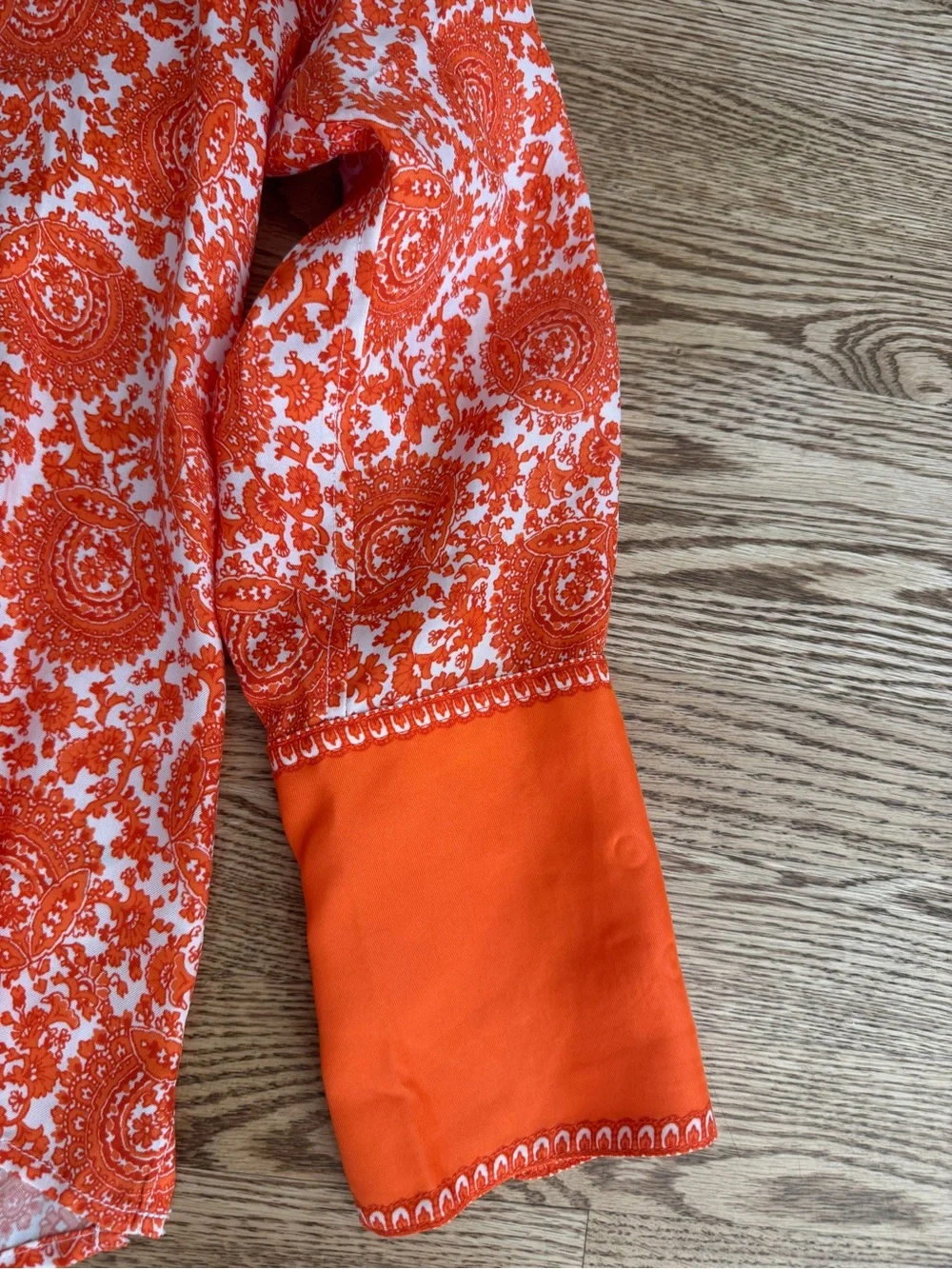 J. Crew Orange Floral Medallion Button Front Blouse
